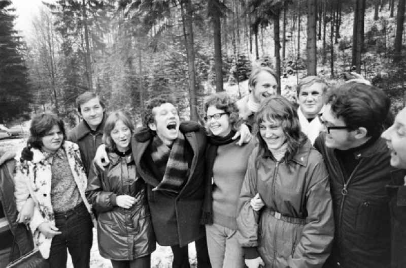 The Polish Landjugend on their trip to the GDR in Schmiedefeld am Rennsteig in the state Thuringia on the territory of the former GDR, German Democratic Republic