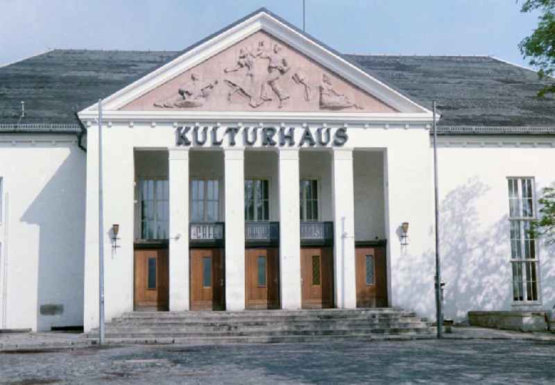 Multipurpose hall and exhibition building Kulturhaus on street Strandpromenade in Seebad Heringsdorf, Mecklenburg-Western Pomerania on the territory of the former GDR, German Democratic Republic