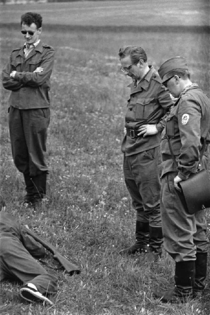 Practical training with a pre-military character in preparation for military service in der GST - Gesellschaft fuer Sport & Technik in Stechlin, Brandenburg on the territory of the former GDR, German Democratic Republic
