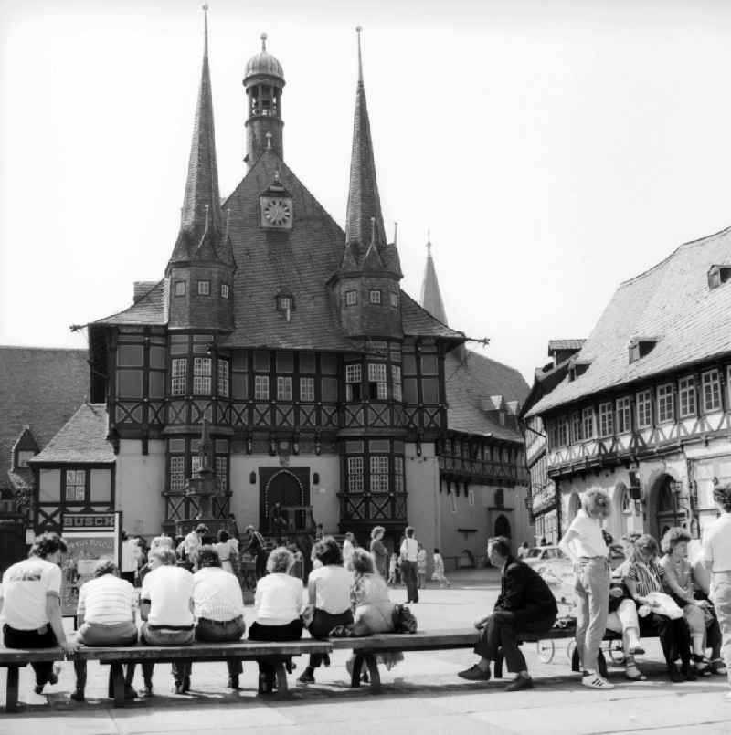 Town Hall Wernigerode on the marketplace in Wernigerode in Saxony-Anhalt on the territory of the former GDR, German Democratic Republic