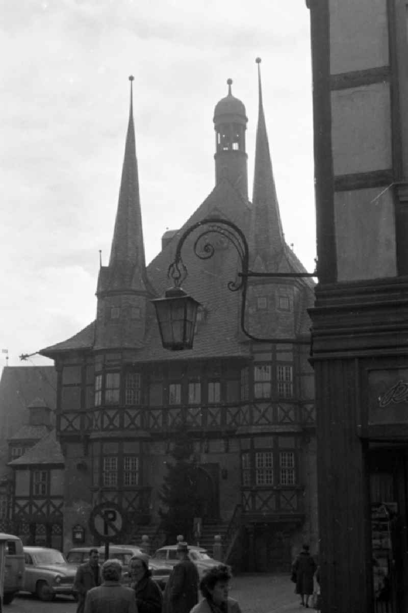 City Hall building on street Pfarrstrasse in Wernigerode in the Harz, Saxony-Anhalt on the territory of the former GDR, German Democratic Republic
