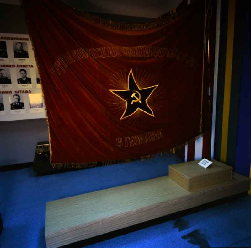 Traditional room exhibition of victory flags of the Red Army - Soviet Army in Wuensdorf in the state Brandenburg on the territory of the former GDR, German Democratic Republic